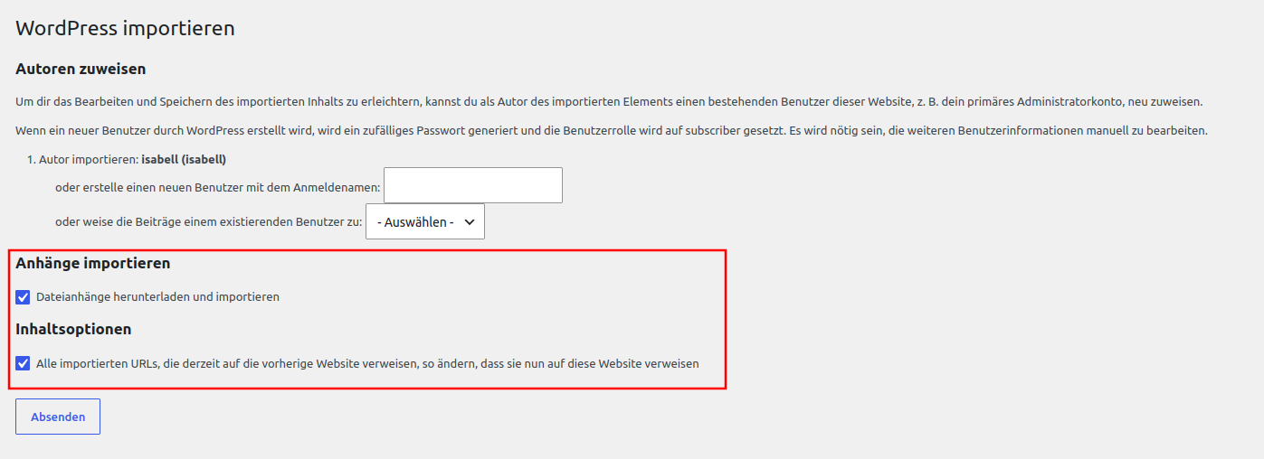 Wordpress Import Config
